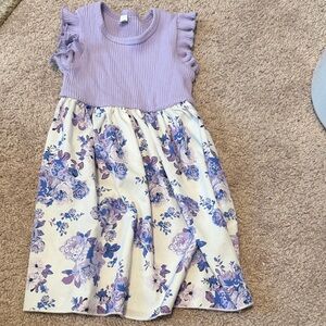 Purple and White Floral Kids Dress
